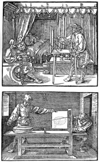 'Apparatus for translating three-dimensional objects into two-dimensional drawings', 1525, (1936). Artist: Albrecht Dürer