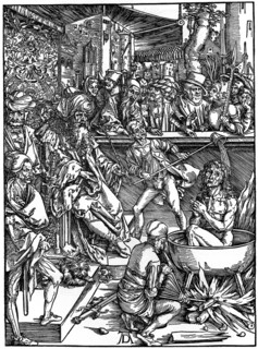 'The Torture of St John the Evangelist', 1498, (1936). Artist: Albrecht Dürer