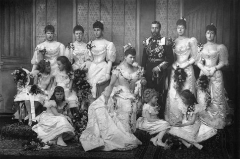 The Duke and Duchess of York and bridesmaids, 1893.Artist: W&D Downey