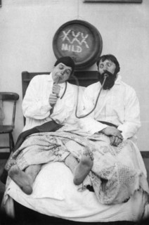 Two drunken men in a bed, 1906. Artist: Unknown
