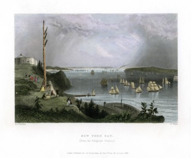 New York Bay as seen from the Telegraph Station, USA, 1838.Artist: R Wallis