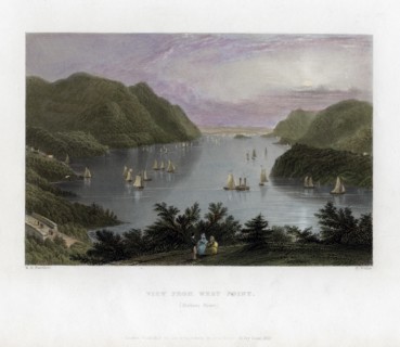 The Hudson River as seen from West Point, USA, 1837.Artist: R Wallis
