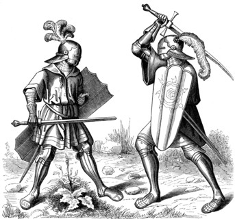 Single combat, 15th century, (1849).Artist: Burgmayer