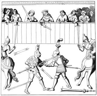 A fight to the death, 15th century (1849). Artist: Unknown