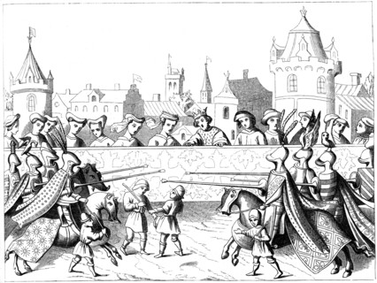 Jousting in the time of Queen Isabeau, 15th century, (1849). Artist: Unknown