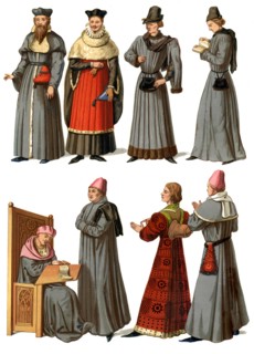 Doctors and servants, 14th-16th century (1849).Artist: Edward May