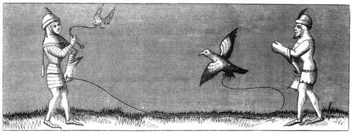 How to train a young falcon, 14th century (1849). Artist: Unknown