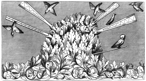 Catching birds, 14th century (1849). Artist: Unknown