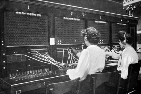 Switchboard operators at work, early 20th century. Artist: Unknown