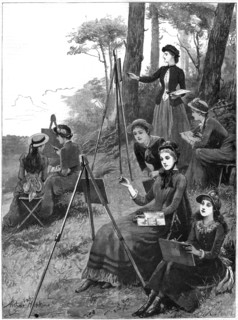 A ladies' sketching club, 1885.Artist: Arthur Hopkins