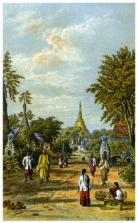 The Shwe Dragon pagoda, Rangoon, 19th century.Artist: C Kegan Paul
