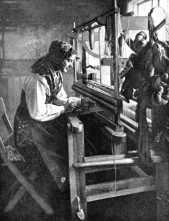 Woman using a loom, Sweden, 1936. Artist: Unknown