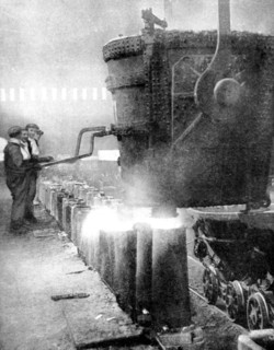 Bessemer process for manufacturing steel, 1936. Artist: Fox