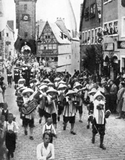 Festival in the medieval old town, Rothenburg ob der Tauber, Bavaria, Germany, 1936. Artist: Unknown