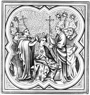 The coronation of Charlemagne (712-814), 14th century (1849). Artist: Unknown