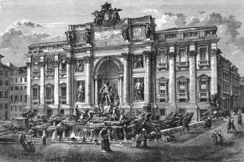 The fountain of Trevi, Italy, 19th century.Artist: Hildibrand