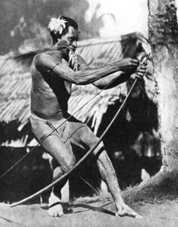 A huntsman stringing his bow, 1936.Artist: Wide World Photos