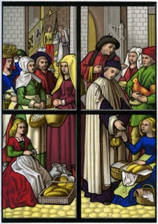 The market, 15th century (1849).Artist: H Moulin