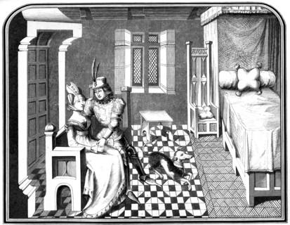 A knight and a lady, 15th century (1849).Artist: A Bisson