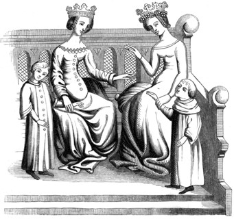 Noble women and children, 14th century (1849). Artist: Unknown