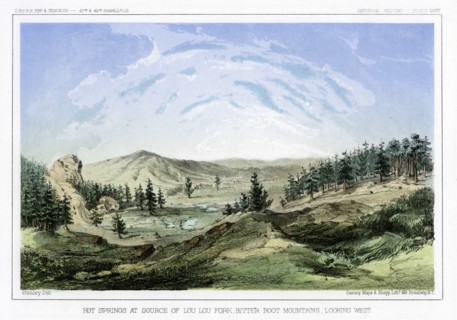 Hot Springs at their source in Lou Lou Fork, Bitterroot Mountains, Montana, USA, 1856.Artist: John Mix Stanley