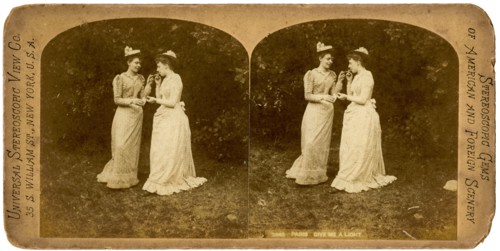 'Give me a light', late 19th century.Artist: Universal Stereoscopic View Company