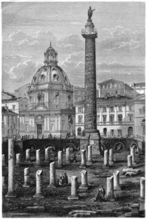 Trajan's Column and Ulpian's Basilica, Roman Forum, Rome, Italy, 19th century.Artist: Decreef