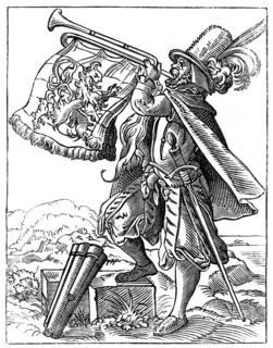 Military trumpeter, 16th century (1849).Artist: Jost Amman