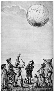 Ascension of a Montgolfier balloon, late 18th century, (1910). Artist: Unknown