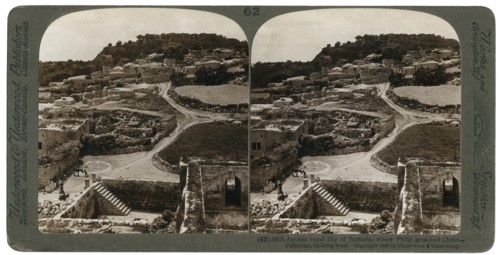 Ancient royal city of Samaria, where Philip preached Christ, looking west, Palestine, 1900.Artist: Underwood & Underwood