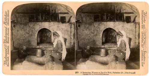A Samaritan woman at Jacob's Well, Palestine, 1900.Artist: Underwood & Underwood