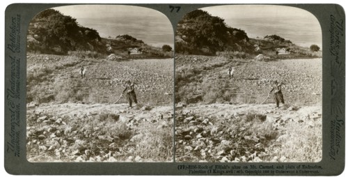 The rock of Elijah's Altar on Mount Carmel, and the Plain of Esdraelon, Palestine, 1900.Artist: Underwood & Underwood