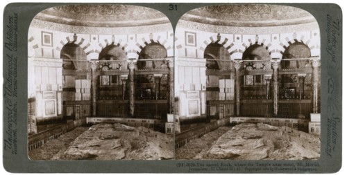 The sacred rock, where the Temple Alter stood, Mount Moriah, Jerusalem, Palestine, 1900.Artist: Underwood & Underwood
