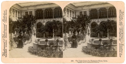 The inner court of a Damascus home, Syria, 1900.Artist: Underwood & Underwood