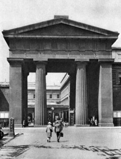 The doric arch leading to Euston Station, London, 1926-1927.Artist: McLeish