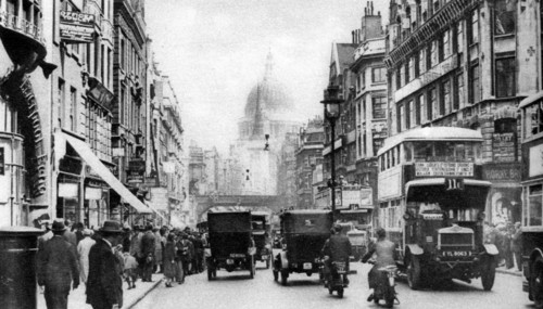 Fleet Street as seen from opposite Salisbury Court, London, 1926-1927. Artist: Unknown