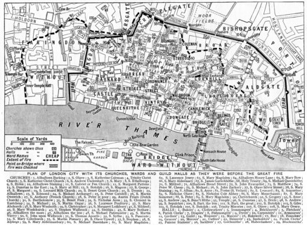Plan of the City of London showing churches, wards and guild halls, 1926-1927. Artist: Unknown