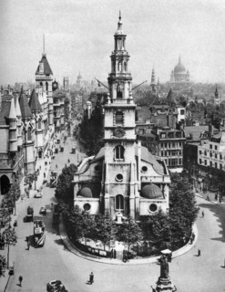 Church of St Clement Danes, the Strand and Fleet Street from Australia House, London, 1926-1927.Artist: McLeish