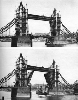 Tower Bridge open and closed, London, 1926-1927. Artist: McLeish