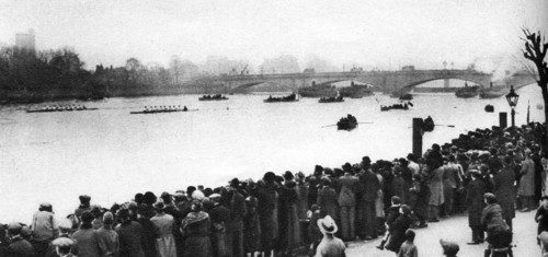 Start of the Oxford and Cambridge Boat Race, London, 1926-1927. Artist: Unknown