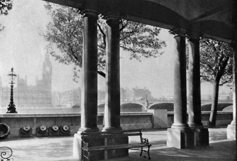 Westminster Bridge and Big Ben from the terrace of St Thomas's Hospital, 1926-1927. Artist: Unknown