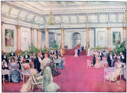 The foyer at the Savoy Restaurant, London, 1905.Artist: Max Cowper