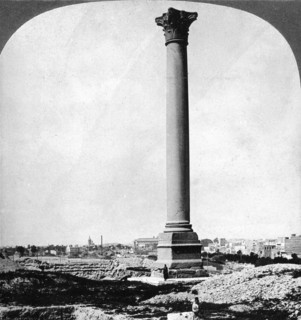 'Pompey's Pillar, the sailor's landmark, and modern Alexandria, Egypt', 1905.Artist: Underwood & Underwood