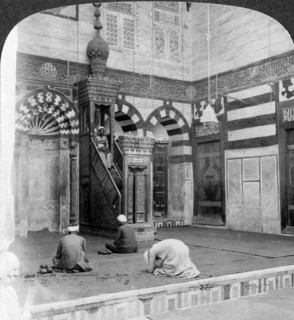 'The prayer-niche and pulpit in the tomb mosque of Kait Bey, Cairo, Egypt', 1905.Artist: Underwood & Underwood