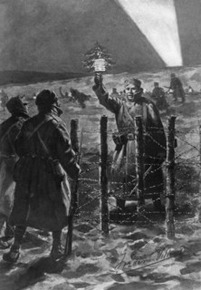A Christmas incident in the trenches in the west, December 1914, (1920). Artist: Frederic Villiers