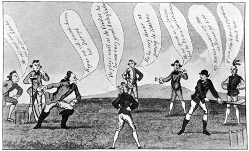 Edward Sackville (1591-1652), 4th Duke of Dorset, playing cricket, 18th century (1912). Artist: Unknown
