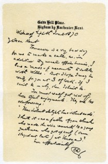 A hand-written letter, 1870 (1899). Artist: Unknown