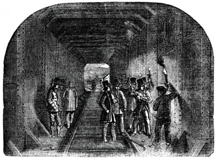 'Mr Stephenson putting in the last rivet', 1886. Artist: Unknown