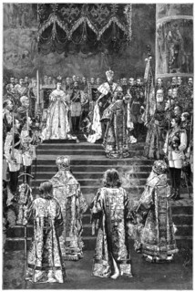 The coronation of Emperor Alexander III and Empress Maria Fyodorovna, 1883 (late 19th century). Artist: Unknown