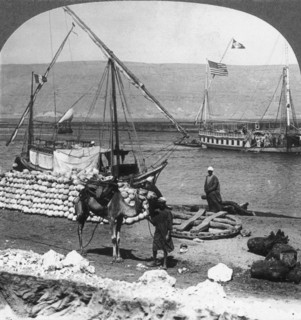 'Dahabiyehs on the river ready for a Nile voyage, Egypt', 1905.Artist: Underwood & Underwood